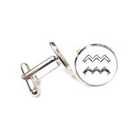 Cufflinks, Wave Pattern Three-Dimensional Heavy Metal Style, Aquarius Twelve Zodiac Signs, Personalized Cuff Buckle, Shirt Accessory Gift For Accountant Boss Business Wedding Prom Formal Occasion