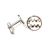 Cufflinks, Welding Wave Corrosion Victorian Steam-Punk Style, Aquarius Twelve Zodiac Signs, Personalized Cuff Buckle, Shirt Accessory Gift For Accountant Boss Business Wedding Prom Formal Occasion