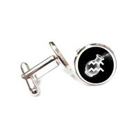 Cufflinks, White Wave Totem Fashion Star Particle Flow, Aquarius Twelve Zodiac Signs, Personalized Cuff Buckle, Shirt Accessory Gift For Accountant Boss Business Wedding Prom Formal Occasion