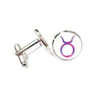 Cufflinks, Zodiac Symbol Totem Scan Gradient Lines Fault Art Style, Taurus Twelve Zodiac Signs, Personalized Luck Cuff Buckle, Shirt Accessory Gift For Accountant Boss Business Wedding Prom