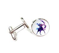 Cufflinks, Zodiac Totem Gradient Scan Fault Art, Sagittarius Twelve Zodiac Signs, Personalized Cuff Buckle, Shirt Accessory Gift For Accountant Boss Business Wedding Prom Formal Occasion