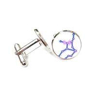 Cufflinks, Zodiac Wave Rhythm Pattern Cyber Neon Design, Virgo Twelve Zodiac Signs, Personalized Luck Cuff Buckle, Shirt Accessory Gift For Accountant Boss Business Wedding Prom