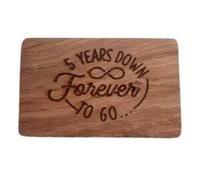 cuffsecret 5th Anniversary Wallet Card - Solid Wood Engraved Wallet Insert for Husband or Wife - “5 Years Down, Forever to Go” Wooden Keepsake - Romantic 5 Year Gift for Him or Her