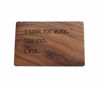 cuffsecret Engraved Wooden Wallet Card - “I Love You More. The End. I Win.” Solid Wood Wallet Insert - Romantic Keepsake Gift for Husband, Wife, Boyfriend, or Girlfriend