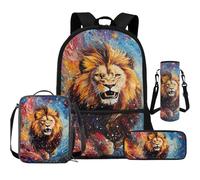 Cugasmaru 4th Grade Backpack for Girls Lion Boys Backpacks Ages 8-10 Blue School Bag for Girl Backpacks Ages 10 Primary Casual Backpack Travel Daypack