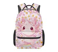 Cugasmaru Axolotl Backpack for Girls Daisy Bookbag Boys Breathable 17 Inch Childrens Backpack Full Pattern Printing School Bag Soft Padding Preschool Boys Girls