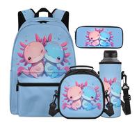 Cugasmaru Axolotl Backpack for Kindergarten Girls Backpacks Ages 4-6 Bookbag with Lunch Box and Water Bottle Purple 17 inch Little Girl Backpack Kawaii School Bag for Kids 1st 2nd Grade Student
