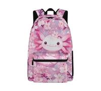 Cugasmaru Axolotl Backpack Pink Floral School Bags for Kids Cool Bookbag for Girls Teen Middle Travel Camp Supplies Lightweight Sport Kids Back Pack Travel Knapsack