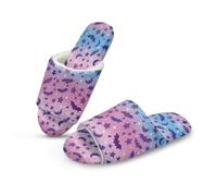 Cugasmaru Bat Slippers Pink Purple Open Toe Slippers for Women Size 12 Cute Gothic Plush House Shoes Machine Washable For Pastel Goth Style Home