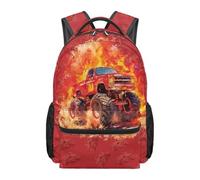 Cugasmaru Boy Backpacks Ages 10-12 Truck Flame Backpack for Little Boys Lightweight Multipocket Rucksack for Road Trip and Picnic Gift for Toddlers and Young Adventurers