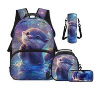 Cugasmaru Boys Backpack for School 4PCS Cute Otter Backpack for Boys with Lunch Box Pencil Case Kids Backpacks Bookbag for Pre-Teen Boy Elementary School