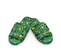 Cugasmaru Christmas Shoes for Men Size 8 Green Lights Open Toe Slippers for Women Holiday Lighted Theme Plush Terrycloth Comfortable for Spa And Guests