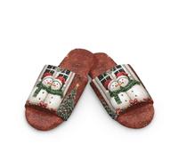 Cugasmaru Christmas Snowman Cute Style Open Toe Slippers for Women Size 5 Festive Plush House Shoes Machine Washable Cozy Gift for Her And Him