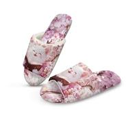 Cugasmaru Cute Cat House Slippers for Women Open Toe Shoes for Summer Comfortable Fuzzy Slides Cherry Blossom Indoor Bedroom Comfy Lining Adult Home Spa Shoes Size 11