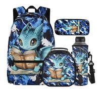 Cugasmaru Dinosaur Lightning Backpack for Kindergarten Boys Backpacks Ages 4-6 Bookbag with Lunch Box and Water Bottle Blue 17 inch Little Girl Backpack Kawaii School Bag for Kids 1st 2nd Student