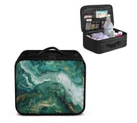 Cugasmaru Empty First Aid Bag Green Marble Print Hummingbird Floral First Responder Case for Emergency Teams and Family Use Includes Modular Inserts Wear Resistant Zippers Breathable Back Panel