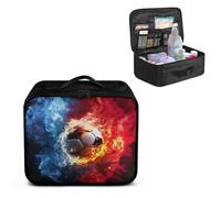 Cugasmaru Empty First Aid Kit Soccer Flame Large Capacity First Responder Bag for Family Camping Trips and Car Safety Storage Includes Water-Resistant Lining Soft Interior Washable Exterior