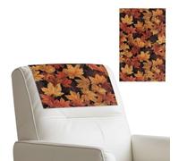 Cugasmaru Fall Maple Leaf Leather Recliner Chair Headrest Cover Sofa, Love Seat, Furniture Protector Waterproof Slipcover Theater Seat Cover Head Rest Couch Slipcover Set of 2,17x27 Inches