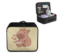 Cugasmaru First Aid Empty Pouch Capybara Yellow Print Multi-Compartment Medical Organizer for Hiking Travel and Daily Carry Features Water-Repellent Fabric Washable Interior Quick-Grab Handle