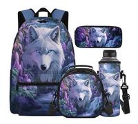 Cugasmaru Fox Backpack for School Girls 5th Grade Flower Girl Backpack with Lunch Box Perfect for School, Camping and Other Outdoor Activities