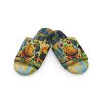 Cugasmaru Frog Slippers Open Toes for Women Floral Ladies Bedroom Slippers Size 5 with Memory Foam Cozy Lining Cute Slipper Soft House Shoes Slides Sandals Slip On Gifts