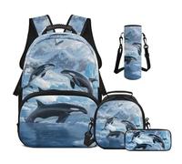 Cugasmaru Girls Backpack and Lunch Box Set Ages 8-10 Large Capacity Killer Whale School School Bags Set Sloth Flower Backpack Set for Kids Back to School Supplies for Elementary Students Gifts