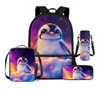 Cugasmaru Girls Backpack with Lunch Box Cute Penguin School Backpack for Kids Bookbags for Elementary Kindergarten Cute Bookbag 4 in 1 Set Kids Boys Back Pack Travel Knapsack Daypack