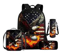 Cugasmaru Golf Backpack for School Girls 5th Grade Cartoon Style Backpack and Lunch Box 17 Inch Kids Eagle Book Bags for Girls Ages 6-8 8-10