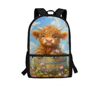 Cugasmaru Highland Cow Backpack for School Boys 4th Grade Backpack for Girls Prechool Elementary School Book Bag 17 Inch Laptop Travel Schoolbag Back Pack Purse