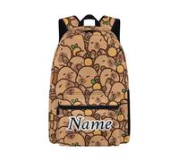 Cugasmaru Kids Personalised Backpack Capybara Orange School Bags for Boys Age 10-12 Cute Funny Schoolbag 17 inch Heavy Duty Shoulder Strap Casual Daypack