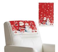 Cugasmaru Leather Recliner Headrest Protector Christmas Headrest Covers for Recliners Santa Snowman Set of 2 Waterproof Couch Covers for Sofa, Furniture, Office Chair, Theater Seat