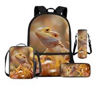 Cugasmaru Lizard Backpack for Boys Bookbag with Lunch Box Mochila Con Lonchera para NiñOs Desert Animal Cool Schoolbags Sets for Little Big Kids