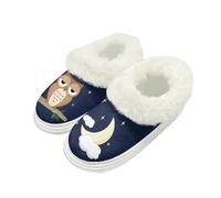 Cugasmaru Memory Foam House Slippers for Women Size 7 Owl Moon Soft Plush Fleece Lined Cozy Warm Lightweight Indoor Outdoor Bedroom Slippers for Women and Men