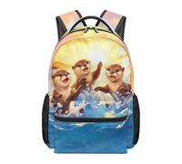 Cugasmaru Otter Backpack for Girls Bookbag Kids Backpack for School 17 inch Bookbag with Full Pattern Printing School Bag Soft Padding Preschool Boys Girls