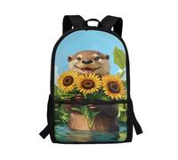 Cugasmaru Otter Backpack for School Sunflower Floral School Bag for Kids School Bag 17 Inch Lightweight Boys Backpacks Ages 8-10 Preschool Elementary Boys Bookbag Daypack