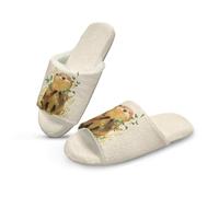 Cugasmaru Otter Slippers for Women Open Toe Men House Shoes Fuzzy Slides Bedroom Fluffy Slipper Fleece-Lined Fall Winter Warm Cozy Soft Plush House Shoes Holiday Gifts Size 7