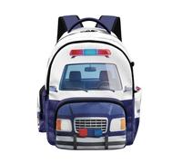 Cugasmaru Police Car Backpacks for Preschool Boys Backpack for 4th Grade Student Large Capacity School Bag with Front Pocket Padded Straps Lightweight Black Casual Bookbag