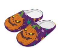 Cugasmaru Pumpkin Halloween Slippers Women's Slippers Size 7 Ghost Face Print Plush Fluffy Indoor House Shoes for Ladies Adults Home Hotel Cozy Warm Washable Footwear