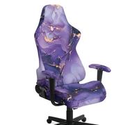Cugasmaru Purple Marble Print Game Chair Cover Set of 4 Computer Chair Arm Rest Pads Washable Chairs Slipcovers for Gamer Office Non Slip Chairs Protector Pet Friendly
