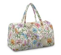 Cugasmaru Quilted Tote Bag Gym Duffle Bag Large Capacity Carry On Travel Overnight Bags Weekend Essential, Floral Cute, Large (17.52" L x 9.84" H x 8.44" W)
