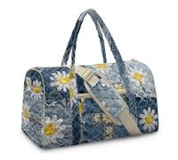 Cugasmaru Quilted Tote Bag Gym Duffle Bag Large Capacity Carry On Travel Overnight Bags Weekend Essential, Daisy, 17.52" L x 9.84" H x 8.44" W, Boho Chic