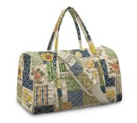 Cugasmaru Quilted Tote Bag Gym Duffle Bag Large Capacity Carry On Travel Overnight Bags Weekend Essential, Green Floral, 17.52" L x 9.84" H x 8.44" W