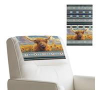 Cugasmaru Recliner Headrest Protector Cow Tribal Headrest Covers for Recliner Chair Non Slip Washable Waterproof Couch Covers Set of 2 for Sofa, Furniture, Office Chair, Theater Seat