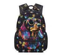 Cugasmaru School Backpack for Boys Dog 17 Inch Lightweight Multi-Pocket Pack for Petting Zoo Park Walk Bright Colorful Puppy Design for Little Kids Animal Lovers