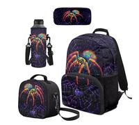 Cugasmaru Spider Web Backpack for Elementary School Bag with Lunch Box Pencil Case Bookbag for Primary Middle Elementary Schoolbag Back Packs for Child Students Daypare Bags