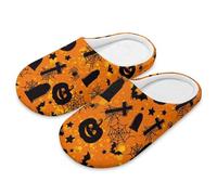 Cugasmaru Spooky Slippers Pumpkin Print Horror House Slippers for Woman Indoor Cozy Fluffy House Slipper for Home Bedroom Comfy Soft Ladies Adults Hotel Warm Footwear Size 5