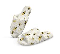 Cugasmaru Terry Slippers for Women Flower Honeybee Bedroom House Shoes Slides Sandals Slip On Comfy Guest Hotel Travel Airplane Spa Home Slippers Lightweight Size 7