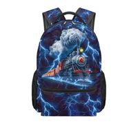 Cugasmaru Train Lightning Backpack for School Boys 17 Inch Lightweight Multi-Pocket Bag for Train Ride and Nature Walk Gift for Boys and Little Explorers