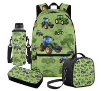 Cugasmaru Truck Car Backpack for School Boys Backpack Set Cartoon Bookbag with Lunch Box and Water Bottle for Boys 17 inch School Bag for Kindergarten Elementary 2nd Grade Daypack