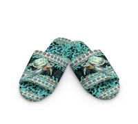 Cugasmaru Turtle Slippers for Men Open Toe Fuzzy Plush Slides for Women Soft Machine Washable Comfort for Home And Travel Elastic lightweight House Slides Size 7